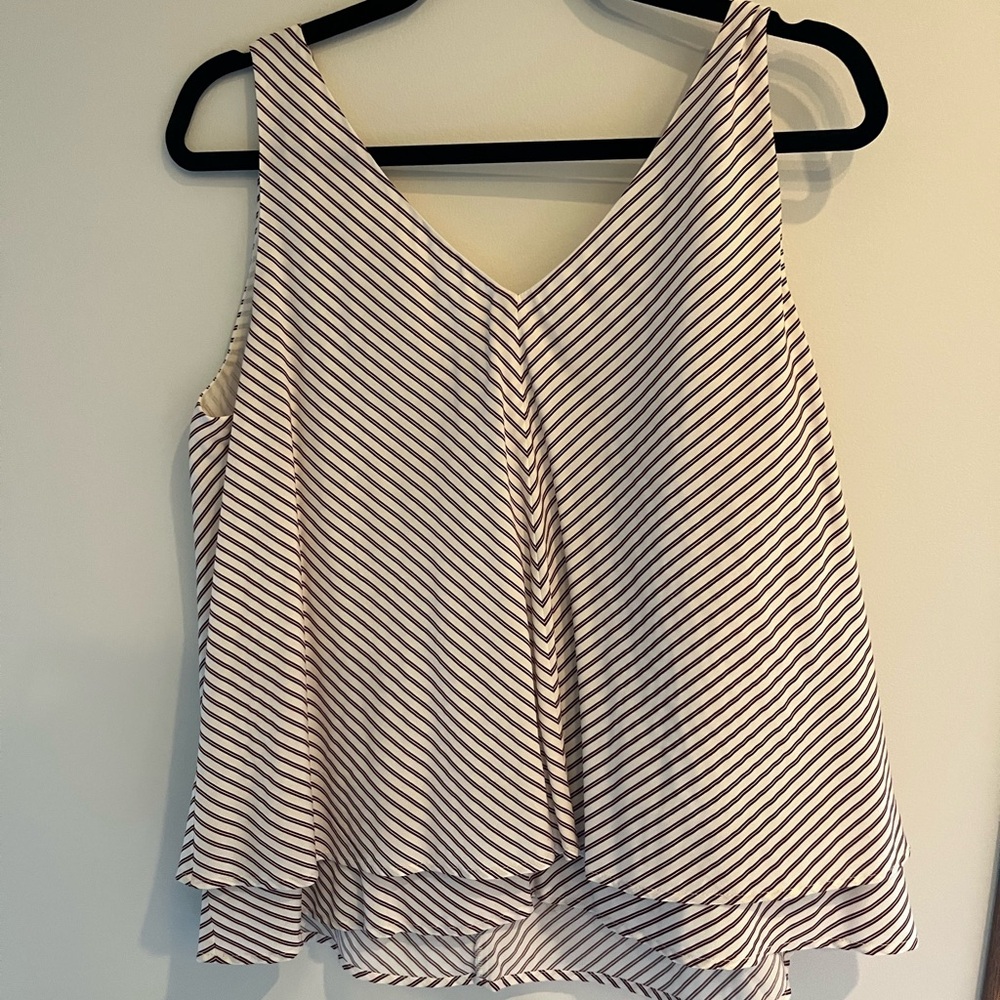 Striped V-Neck Sleeveless Top